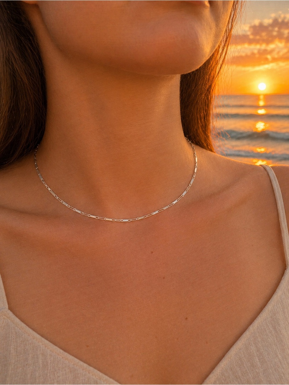 1.1mm Linear Link Silver Custom Necklace